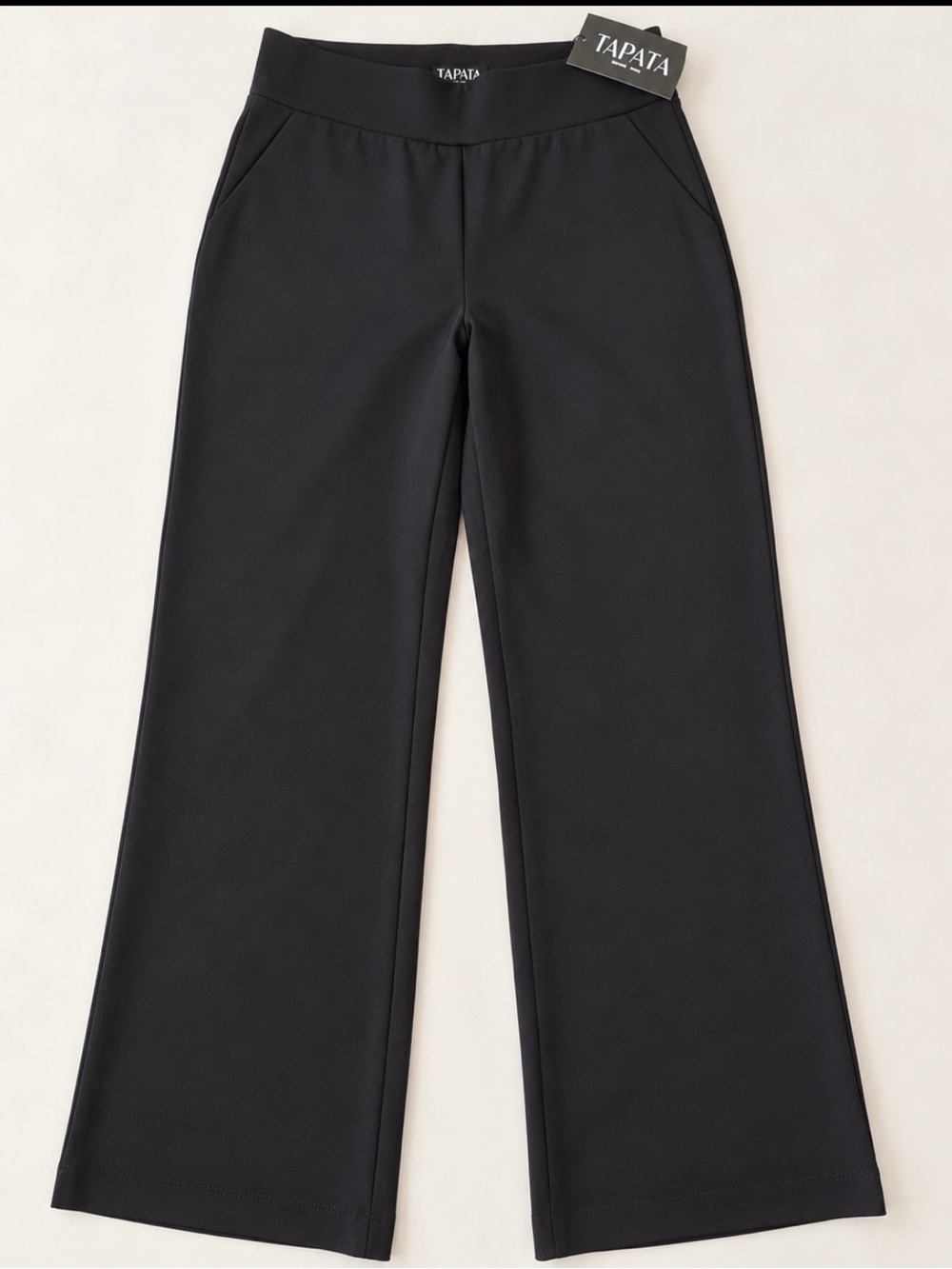 Black Wide Leg Stretch Pull-On Dress Pants M Ankle Length 27” inseam NWT